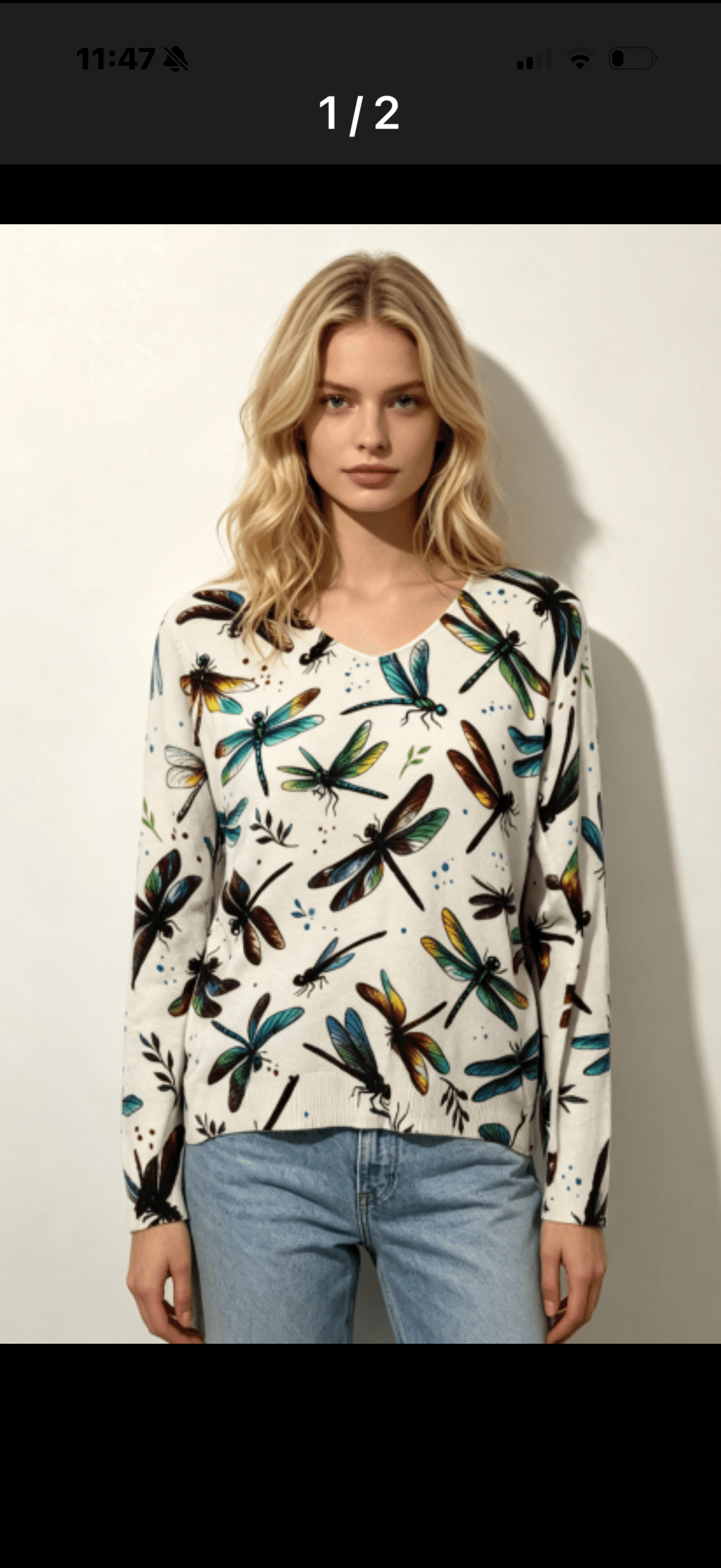 Pull Blanc « Libellule » 1